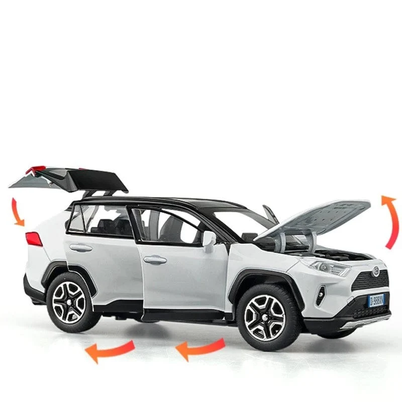 1:32 RAV4 SUV 2023 Legierung Druckguss Spielzeugauto Modell Sound und Licht Pull Back Kinderspielzeug Sammlerstücke Geburtstagsgeschenk