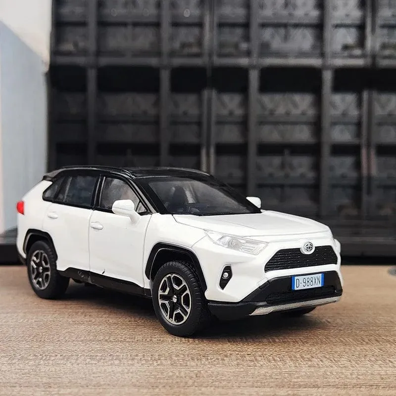 1:32 RAV4 SUV 2023 Legierung Druckguss Spielzeugauto Modell Sound und Licht Pull Back Kinderspielzeug Sammlerstücke Geburtstagsgeschenk