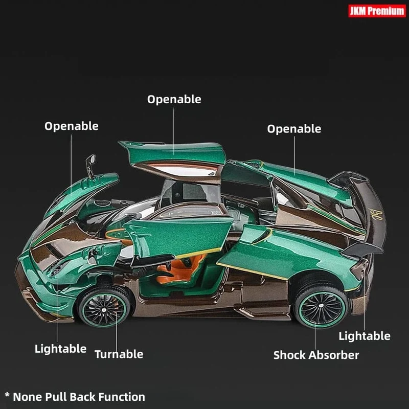 1/32 Pagani Huayra Roadster Zonda Dinastia Miniatur-Spielzeugauto JKM Diecast Super Sport Modell Sound & Light Collection Pull Back