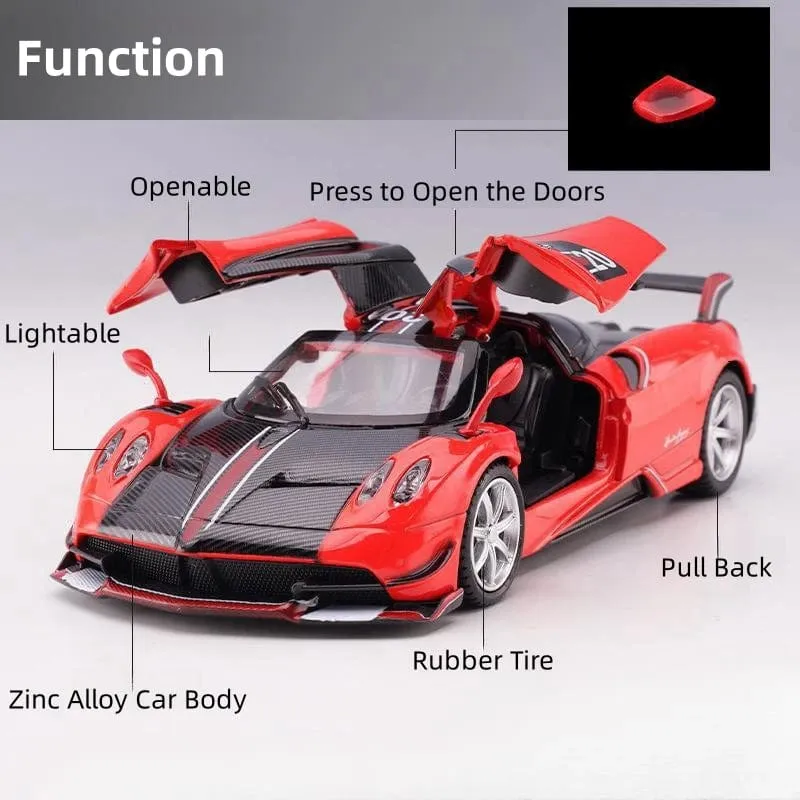 1/32 Pagani Huayra Roadster Zonda Dinastia Miniatur-Spielzeugauto JKM Diecast Super Sport Modell Sound & Light Collection Pull Back