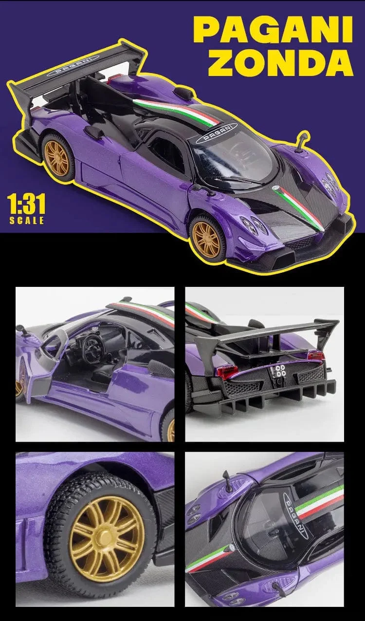 1/32 Pagani Huayra Roadster Zonda Dinastia Miniatur-Spielzeugauto JKM Diecast Super Sport Modell Sound & Light Collection Pull Back