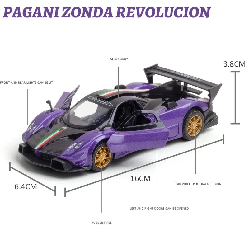 1/32 Pagani Huayra Roadster Zonda Dinastia Miniatur-Spielzeugauto JKM Diecast Super Sport Modell Sound & Light Collection Pull Back