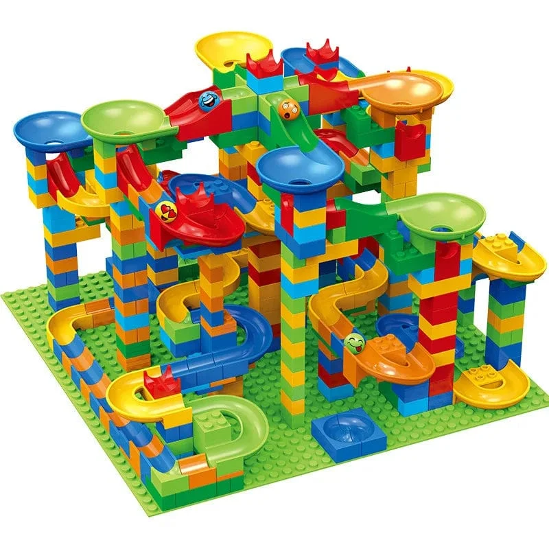 Schiene Block Marmor Rennen Run Rutsche Track Pädagogische Track Ball Farbe Gebäude Trichter Rutsche DIY Block Sets Ziegel Kinder Spielzeug