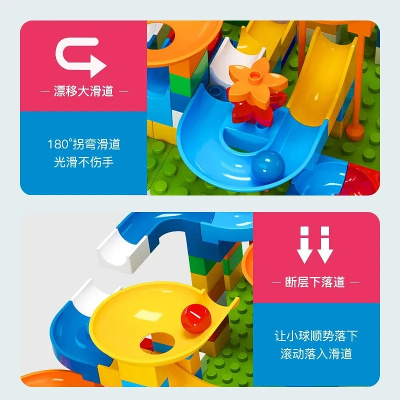 Schiene Block Marmor Rennen Run Rutsche Track Pädagogische Track Ball Farbe Gebäude Trichter Rutsche DIY Block Sets Ziegel Kinder Spielzeug