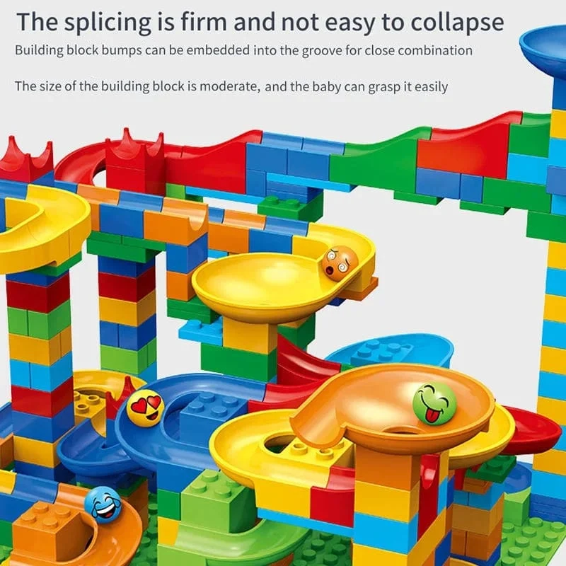 Schiene Block Marmor Rennen Run Rutsche Track Pädagogische Track Ball Farbe Gebäude Trichter Rutsche DIY Block Sets Ziegel Kinder Spielzeug