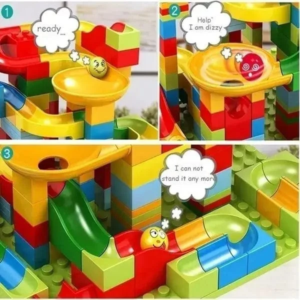 Schiene Block Marmor Rennen Run Rutsche Track Pädagogische Track Ball Farbe Gebäude Trichter Rutsche DIY Block Sets Ziegel Kinder Spielzeug