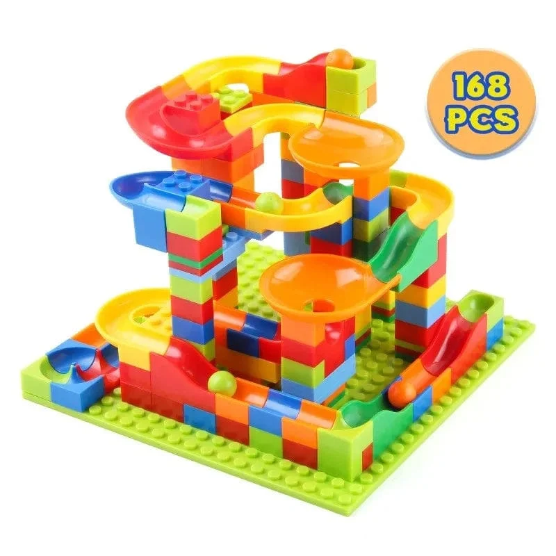 Schiene Block Marmor Rennen Run Rutsche Track Pädagogische Track Ball Farbe Gebäude Trichter Rutsche DIY Block Sets Ziegel Kinder Spielzeug