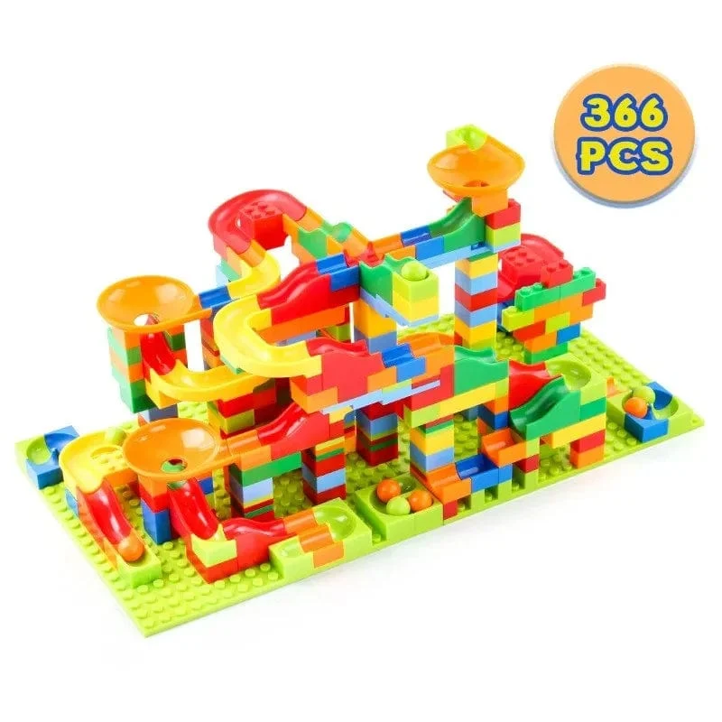 Schiene Block Marmor Rennen Run Rutsche Track Pädagogische Track Ball Farbe Gebäude Trichter Rutsche DIY Block Sets Ziegel Kinder Spielzeug