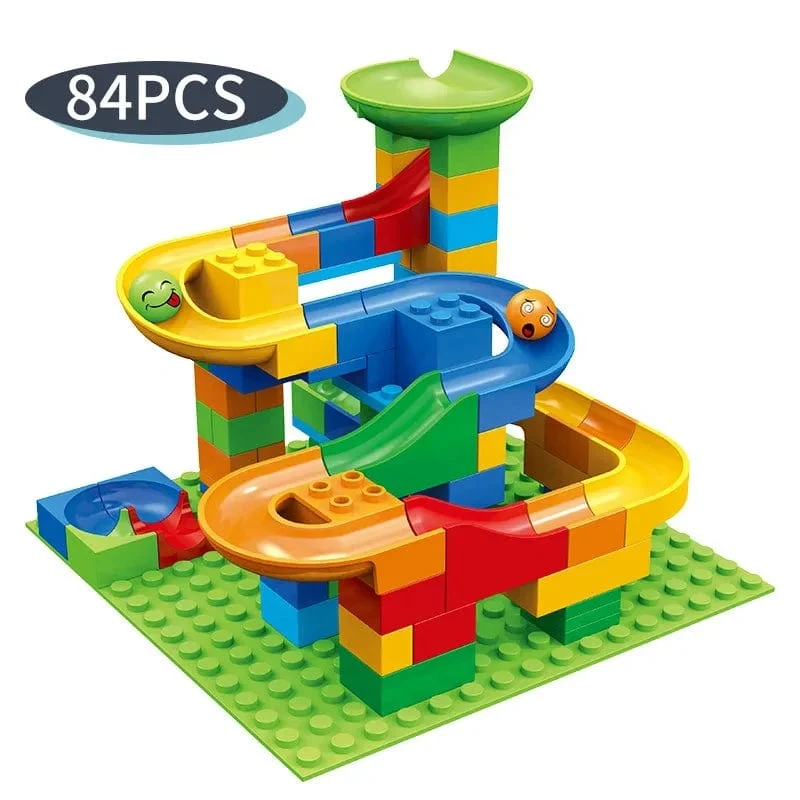 Schiene Block Marmor Rennen Run Rutsche Track Pädagogische Track Ball Farbe Gebäude Trichter Rutsche DIY Block Sets Ziegel Kinder Spielzeug