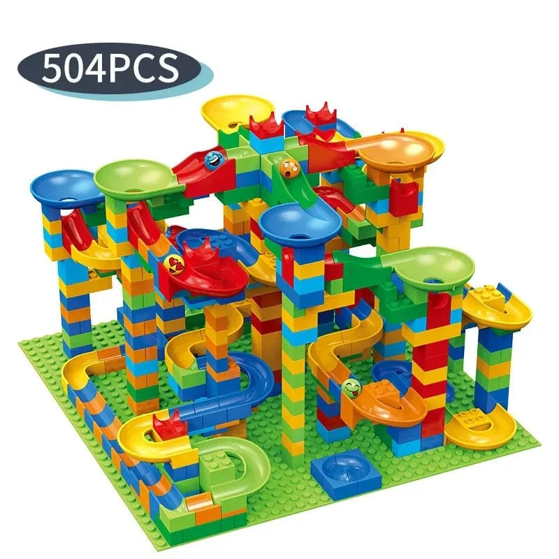 Schiene Block Marmor Rennen Run Rutsche Track Pädagogische Track Ball Farbe Gebäude Trichter Rutsche DIY Block Sets Ziegel Kinder Spielzeug