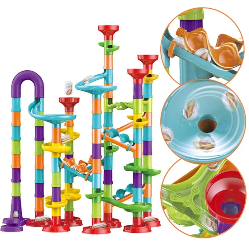 Murmelbahn Rennstrecke Bausteine ​​Kinder 3D Labyrinth Ball Rolle Spielzeug DIY Murmelbahn Rennen Untersetzer Set Weihnachtsgeschenk