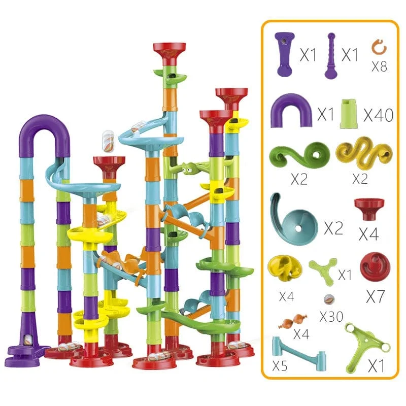 Murmelbahn Rennstrecke Bausteine ​​Kinder 3D Labyrinth Ball Rolle Spielzeug DIY Murmelbahn Rennen Untersetzer Set Weihnachtsgeschenk