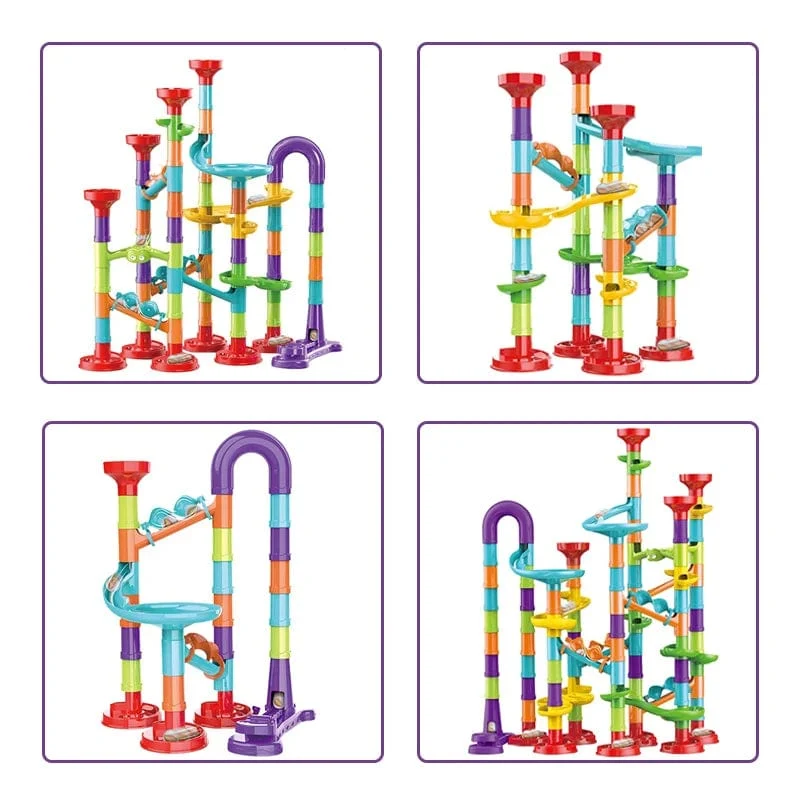 Murmelbahn Rennstrecke Bausteine ​​Kinder 3D Labyrinth Ball Rolle Spielzeug DIY Murmelbahn Rennen Untersetzer Set Weihnachtsgeschenk