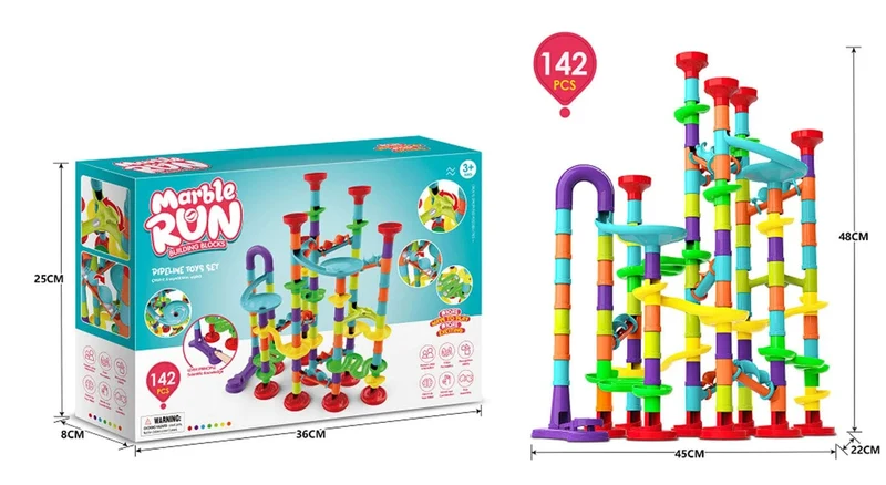 Murmelbahn Rennstrecke Bausteine ​​Kinder 3D Labyrinth Ball Rolle Spielzeug DIY Murmelbahn Rennen Untersetzer Set Weihnachtsgeschenk
