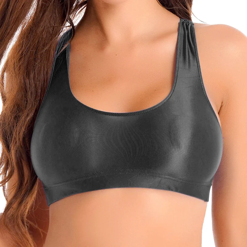 Sport-Crop-Tops für Damen, glänzend, U-Ausschnitt, Tank-Tops, einfarbig, Camis, Weste, Tops für Sportbekleidung, Fitnessstudio, Workout, Laufen, Fitness, Yoga