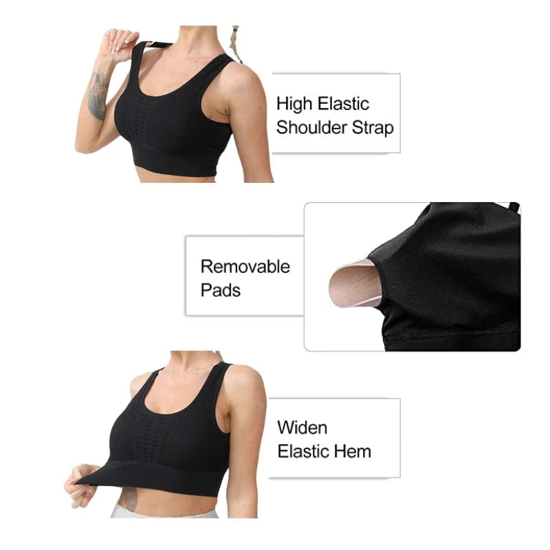 Yoga Sport-Bh Frauen Yoga Crop Top Stoßfest Push-Up Unterwäsche Fitness Bhs Sportlich Weste Gym Shirt Sport Sportswear Sling bh