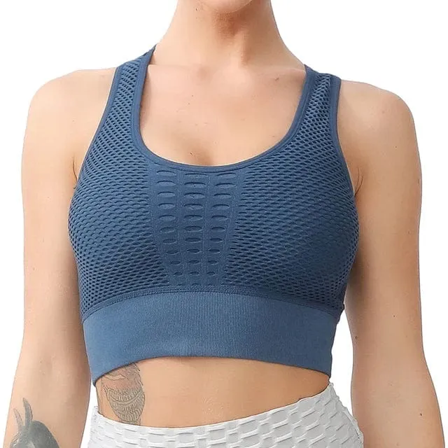 Yoga Sport-Bh Frauen Yoga Crop Top Stoßfest Push-Up Unterwäsche Fitness Bhs Sportlich Weste Gym Shirt Sport Sportswear Sling bh