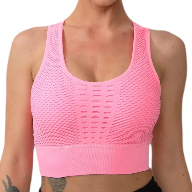 Yoga Sport-Bh Frauen Yoga Crop Top Stoßfest Push-Up Unterwäsche Fitness Bhs Sportlich Weste Gym Shirt Sport Sportswear Sling bh