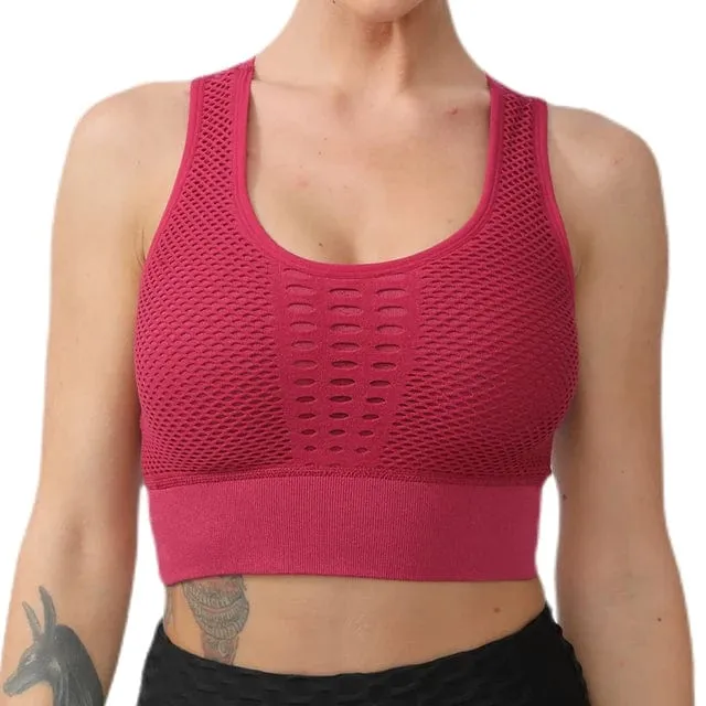 Yoga Sport-Bh Frauen Yoga Crop Top Stoßfest Push-Up Unterwäsche Fitness Bhs Sportlich Weste Gym Shirt Sport Sportswear Sling bh