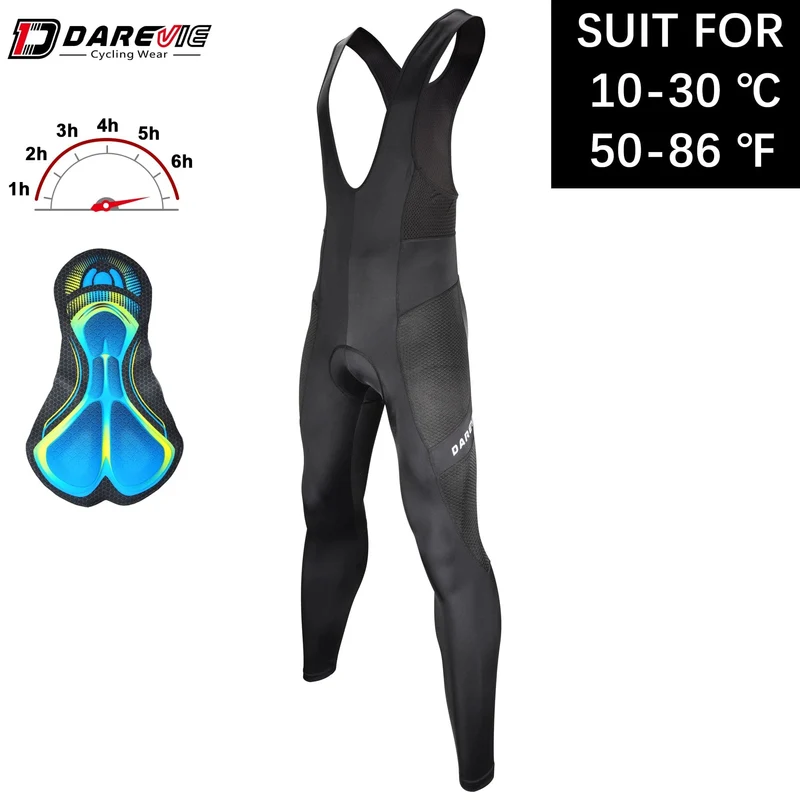 DAREVIE Radsport-Trägerhose Sommer Herren Gel-Pad Radfahren Lange Trägerhose Atmungsaktive Herren-Radsporthose Enge 6-Stunden-Fahrthose