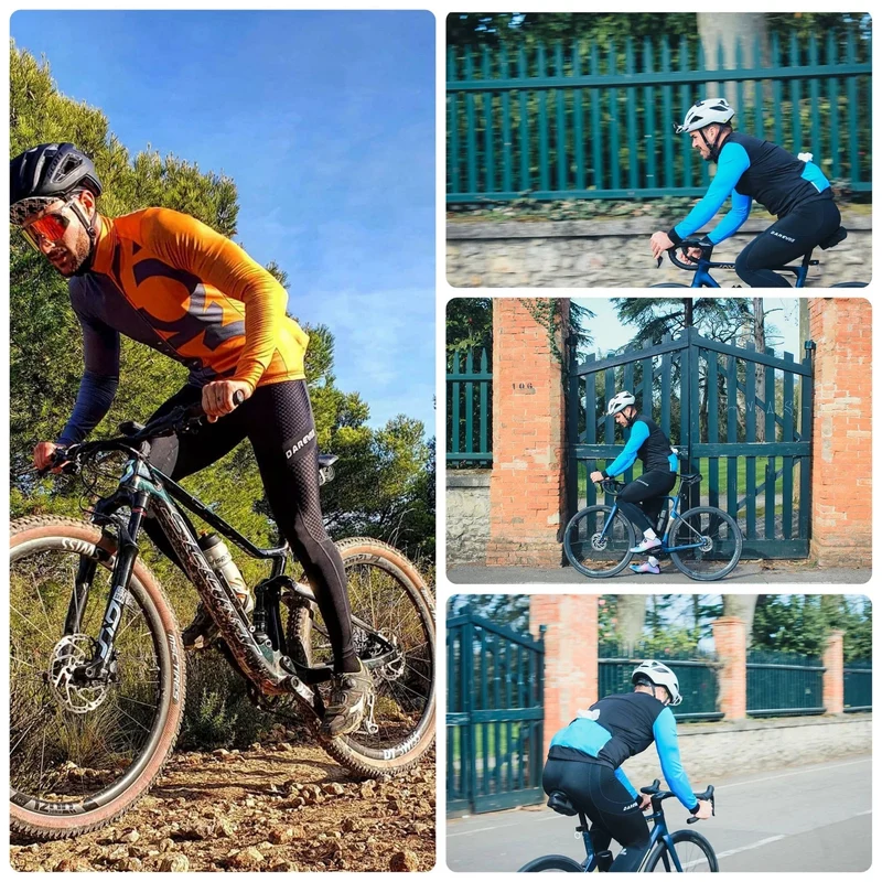 DAREVIE Radsport-Trägerhose Sommer Herren Gel-Pad Radfahren Lange Trägerhose Atmungsaktive Herren-Radsporthose Enge 6-Stunden-Fahrthose