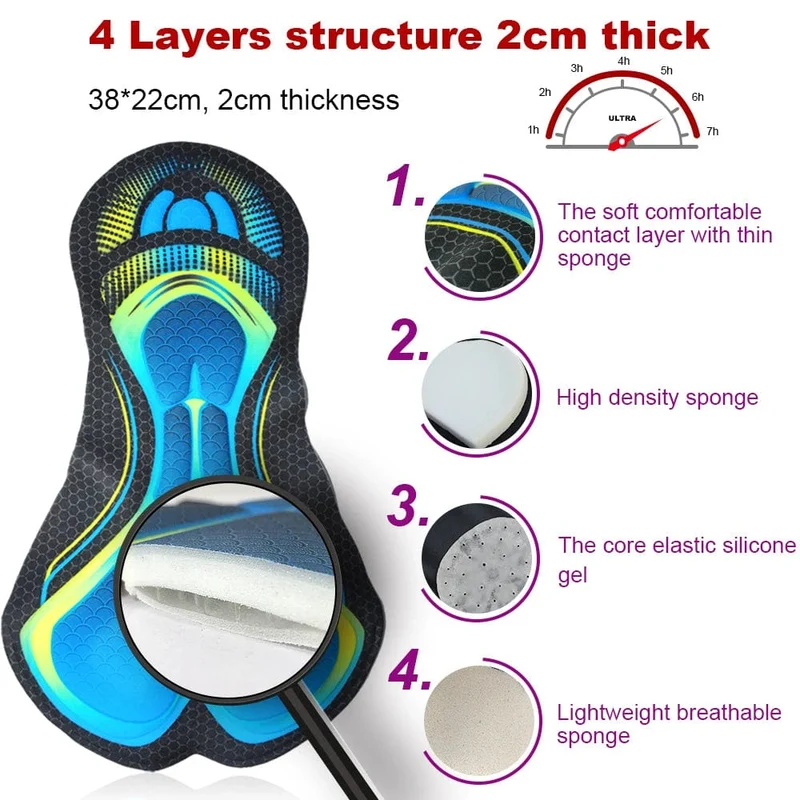 DAREVIE Radsport-Trägerhose Sommer Herren Gel-Pad Radfahren Lange Trägerhose Atmungsaktive Herren-Radsporthose Enge 6-Stunden-Fahrthose
