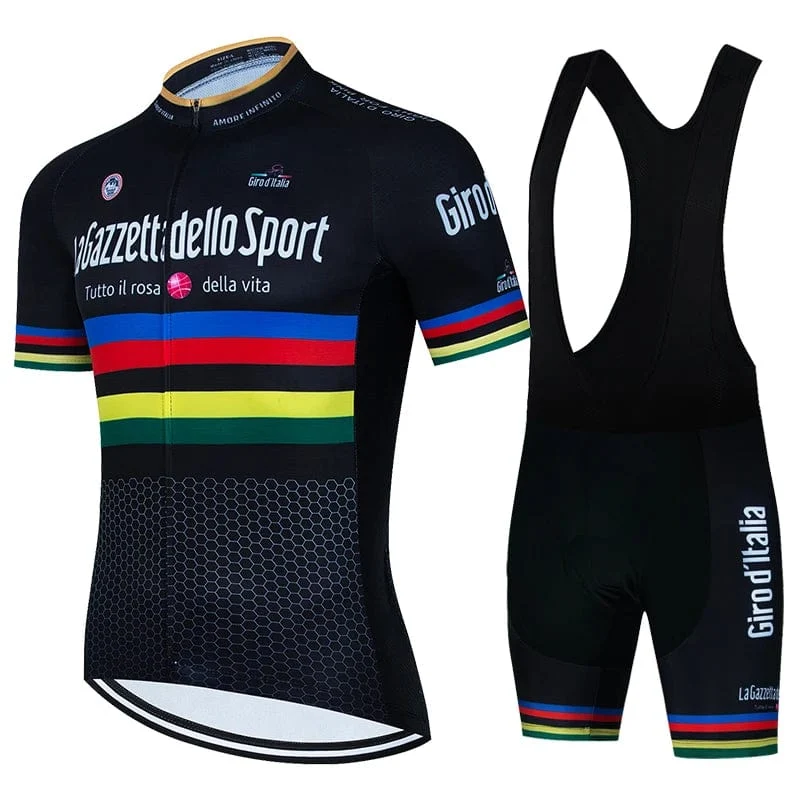 Tour Of Italy Herren-Radtrikot-Sets, kurzärmelig, Fahrradbekleidung, atmungsaktives Radtrikot, Trägerhose