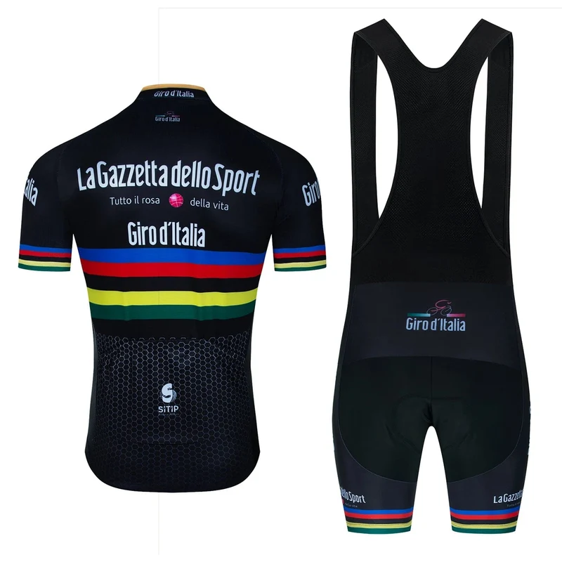 Tour Of Italy Herren-Radtrikot-Sets, kurzärmelig, Fahrradbekleidung, atmungsaktives Radtrikot, Trägerhose