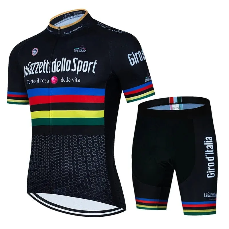 Tour Of Italy Herren-Radtrikot-Sets, kurzärmelig, Fahrradbekleidung, atmungsaktives Radtrikot, Trägerhose