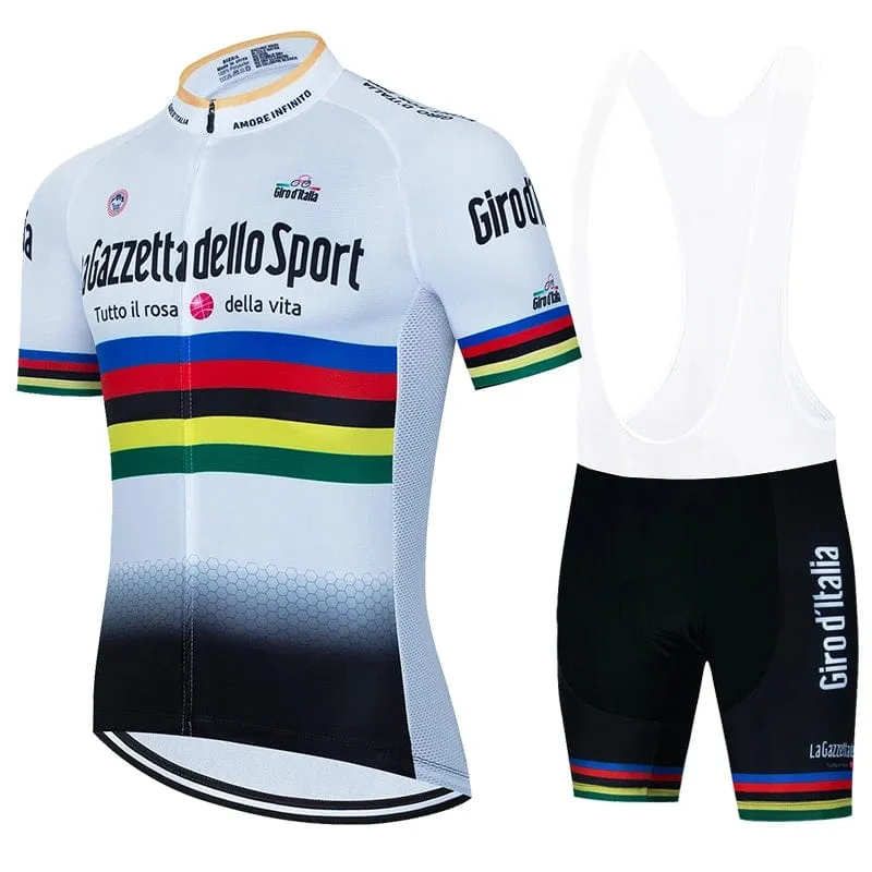 Tour Of Italy Herren-Radtrikot-Sets, kurzärmelig, Fahrradbekleidung, atmungsaktives Radtrikot, Trägerhose