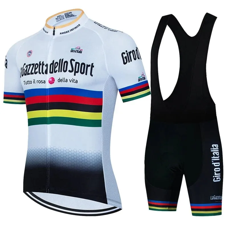 Tour Of Italy Herren-Radtrikot-Sets, kurzärmelig, Fahrradbekleidung, atmungsaktives Radtrikot, Trägerhose