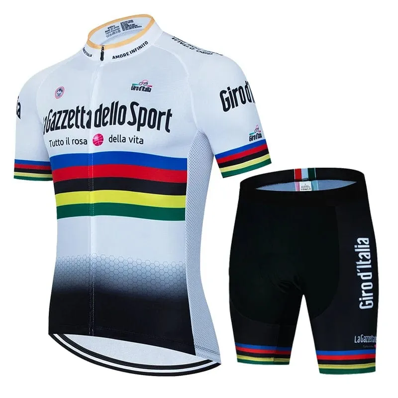 Tour Of Italy Herren-Radtrikot-Sets, kurzärmelig, Fahrradbekleidung, atmungsaktives Radtrikot, Trägerhose
