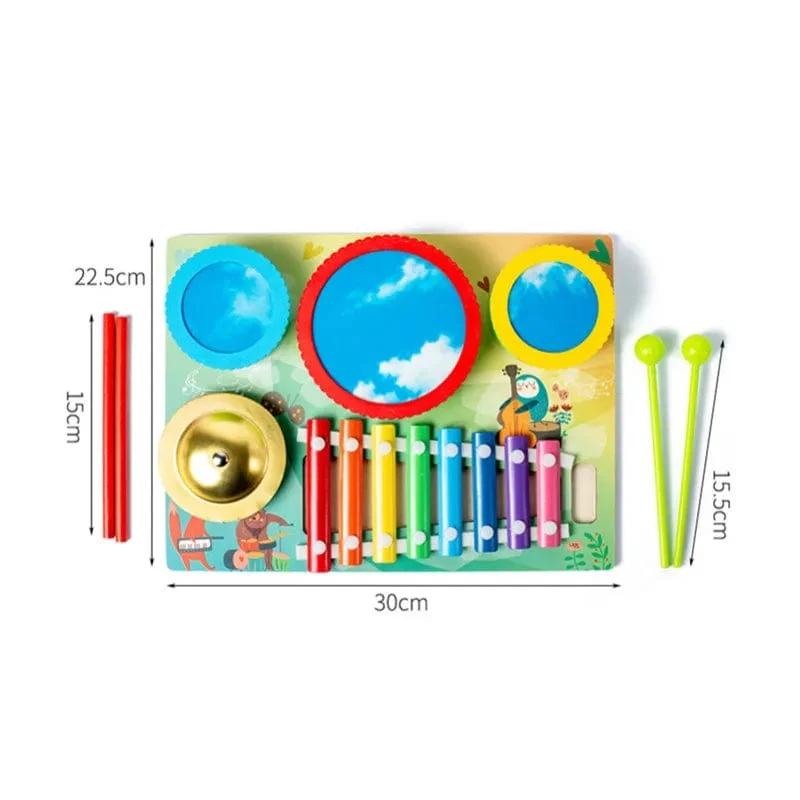 Kinder-Musical-Xylophon Montessori Baby-Musical-Spielzeug Holz-Schlaginstrumente Drum Set Lernen Lernspielzeug für Kleinkinder