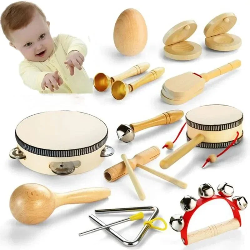 Musikinstrumente für Babys im Alter von 1 bis 2 Jahren, Montessori-Baby-Holzspielzeug, Kinderspiel, interaktives Musikspielzeug, Lernspielzeug für Babys