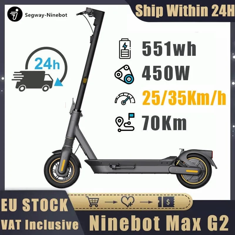 EU-LAGER Original Ninebot von Segway MAX G2 Elektroroller 450 W verbesserter Motor 35 km/h Geschwindigkeit 70 km Reichweite KickScooter Schiff in 24 Stunden