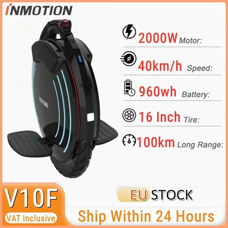 EU Lager INMOTION V10F Einrad 84V 960Wh Batterie 2000W Motor 40km/h Höchstgeschwindigkeit APP Led Licht Selbst Balance Smart V10F EUC E-rad