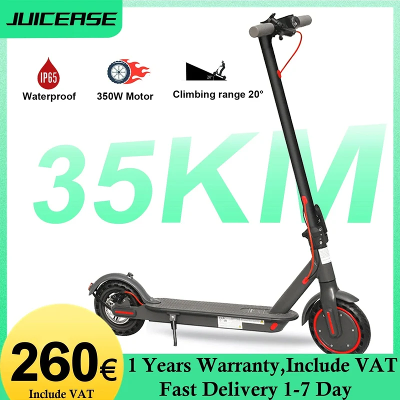 JUICEASE 35KM Elektroroller 350W Elektroroller für Erwachsene Faltbarer Mobilitätsroller für Xiaomi M365 ES80 Elektro-Tretroller