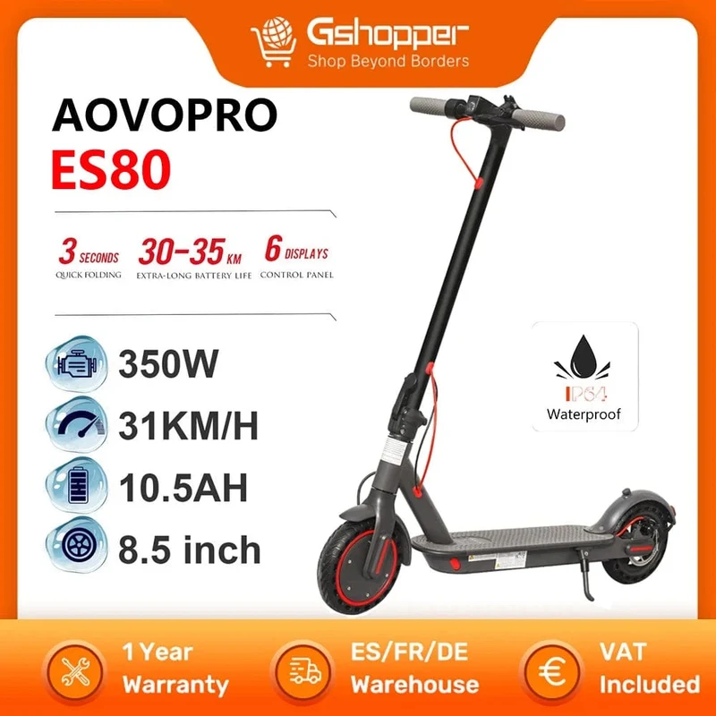 AOVOPRO ES80 Elektroroller 350 W Motor 10.5 Ah Akku 31 km/h Geschwindigkeit 8.5 Zoll APP Smart Folding M365 Pro Elektro-Tretroller