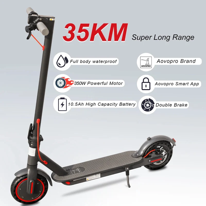 AOVOPRO ES80 Elektroroller 350 W Motor 10.5 Ah Akku 31 km/h Geschwindigkeit 8.5 Zoll APP Smart Folding M365 Pro Elektro-Tretroller