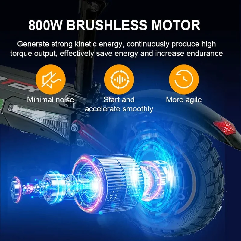 7 Tage Lieferung 800 W leistungsstarker elektrischer Tretroller, rutschfester Offroad-Reifen, 45 km/h E-Scooter, 45 km, 55 km Reichweite