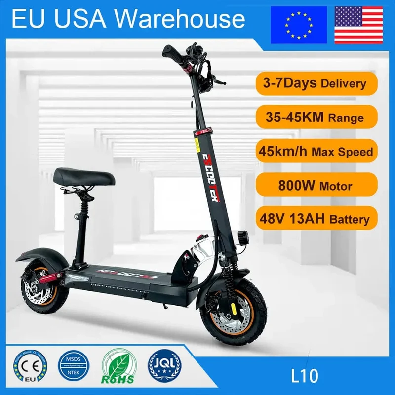 7 Tage Lieferung 800 W leistungsstarker elektrischer Tretroller, rutschfester Offroad-Reifen, 45 km/h E-Scooter, 45 km, 55 km Reichweite