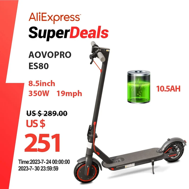 AOVOPRO ES80 M365 Elektroroller 350 W 31 km/h APP Smart Adult Scooter Stoßdämpfung Anti-Rutsch-Klapp-Elektroroller