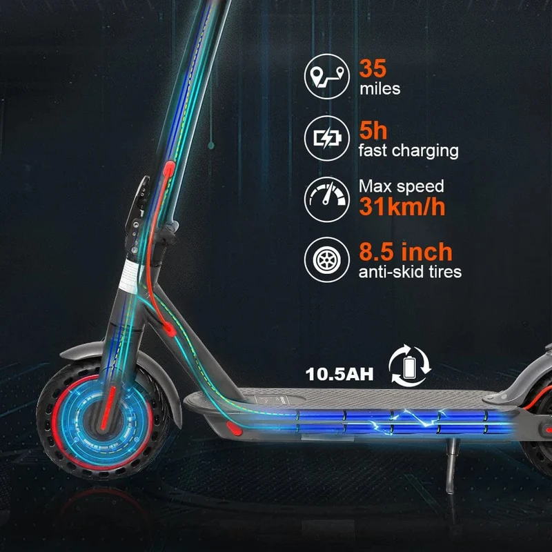 AOVOPRO ES80 M365 Elektroroller 350 W 31 km/h APP Smart Adult Scooter Stoßdämpfung Anti-Rutsch-Klapp-Elektroroller