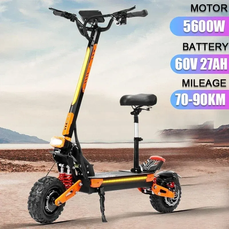 Z36 Elektroroller, 5600 W, Doppelmotor, 60 V, 28 Ah, 85 km/h, Aluminiumbatterie, 11-Zoll-Reifen, zusammenklappbare Offroad-Elektroroller