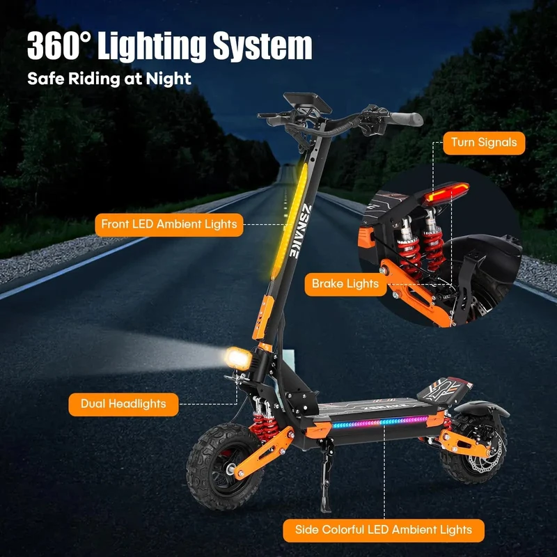 Elektroroller Z36 5600W Doppelmotor 60V 28AH 65KM/H Aluminiumbatterie 11-Zoll-Reifen Escooter zusammenklappbare Offroad-Elektroroller