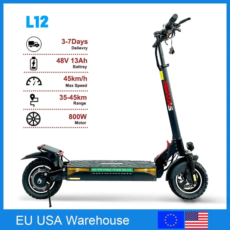 Eu USA Versand 800W 48V Leistungsstarker Elektroroller für Erwachsene 10 Zoll Offroad-Reifen UK Höchstgeschwindigkeit 45-55 km/H Faltbar