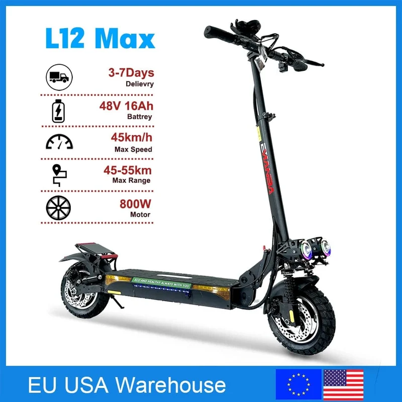 Eu USA Versand 800W 48V Leistungsstarker Elektroroller für Erwachsene 10 Zoll Offroad-Reifen UK Höchstgeschwindigkeit 45-55 km/H Faltbar
