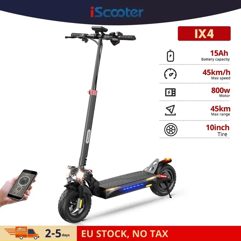 Elektroroller iScooter IX4/IX5/IX6 800W 1000W Leistungsstarker Motor 48V17.5AH Elektro-Trittroller 10 Zoll 11 Zoll Fat Tire E-Scooter