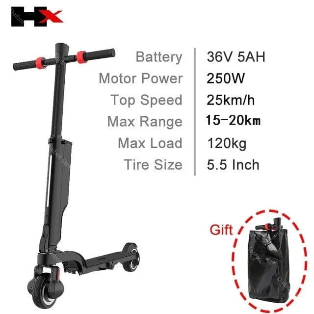 HX X6 zusammenklappbarer Elektroroller, zweirädriger Elektroroller, tragbarer Mini-Rucksack, E-Scooter, Elektrofahrrad, E-Bike