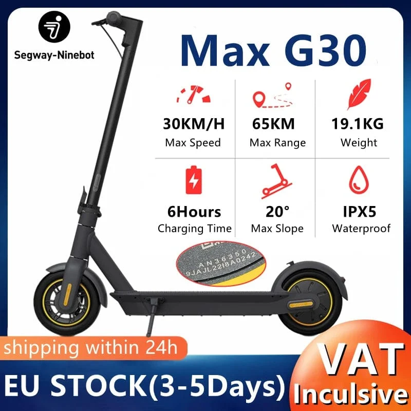 EU-LAGER NINEBOT Max G30 Elektroroller Upgrade-Motor 30 km/h Original Ninebot von Segway G30 G30P Kickscooter 65 km Skateboard